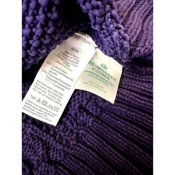 J.Crew Women's Fisherman Cable Knit Sweater Navy Blue Cotton L/S Sz S EUC - Picture 6 of 9